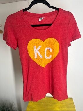 Charlie Hustle Red KC Heart Scoop neck Tee